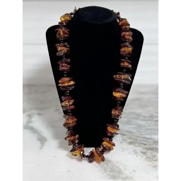 Vintage Natural Chunky Baltic Multi Colored Amber Necklace 24 Inch