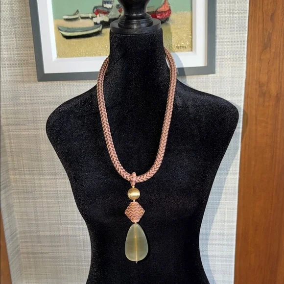 Elegant Braided Necklace with Gold and Tan Accents