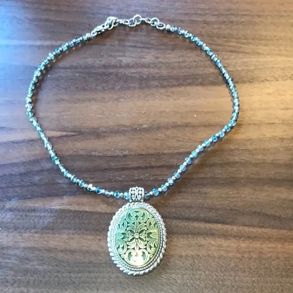 Brighton Slver tone beaded necklace RARE NEW