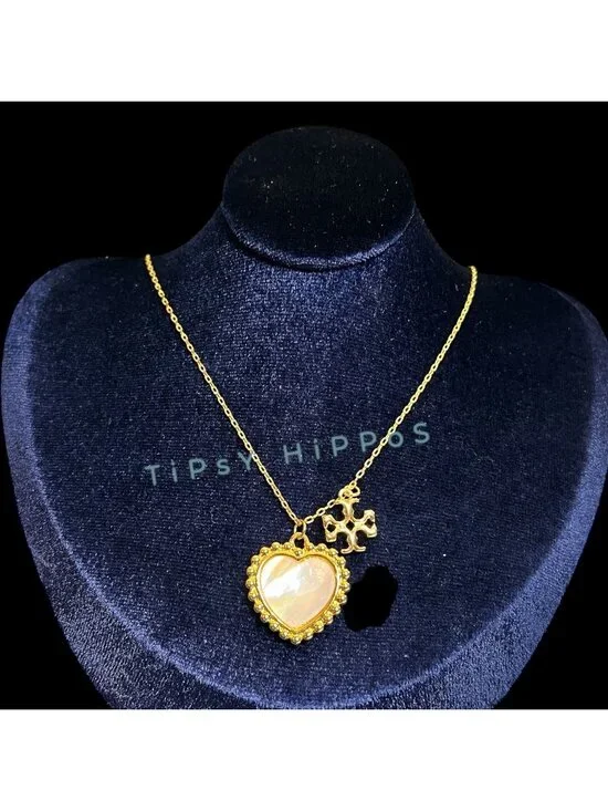 Tory Burch Pearl of Heart & Logo Necklace!