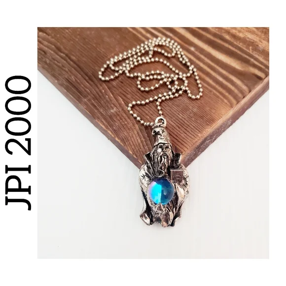 JPI 2000 Wizard With Crystal Ball Necklace Signed