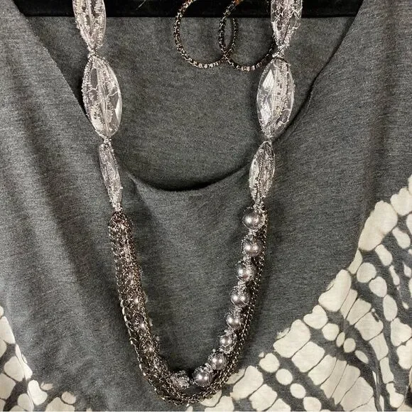 Black & Pewter Multi-Strand Necklace 18