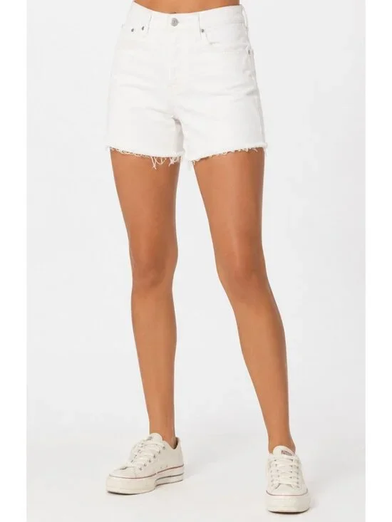 BDG Urban Outfitters White Denim Cut Off Shorts 90s Long Inseam Size 29
