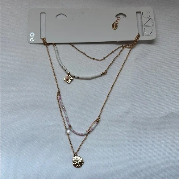 Icing Gold and White Layered Necklace