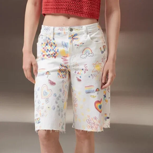 NWOT American Eagle AE Pride Stretch Low-Rise Baggy Bermuda Shorts