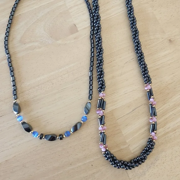 Beaded Necklace Bundle Blue Pink