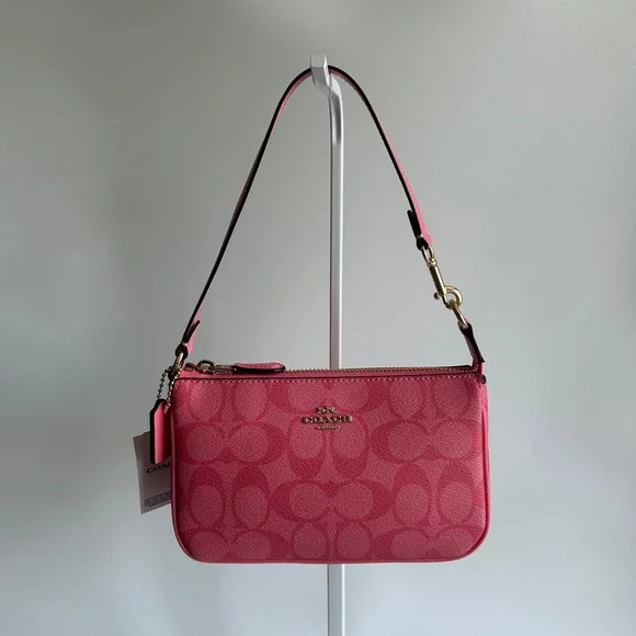 Coach Nolita 19 Pink Lemonade Signature Canvas Wristlet Shoulder Bag NEW