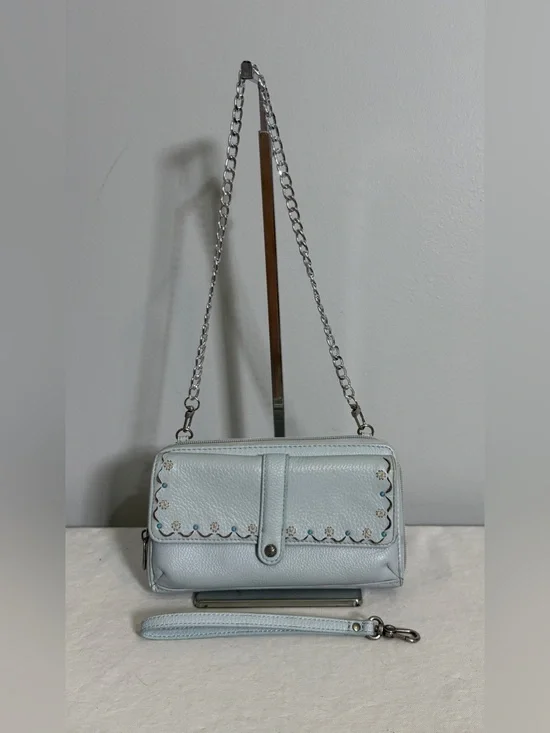 The Sak Light Blue Shoulder Bag Wristlet Wallet with Replacement Strap
