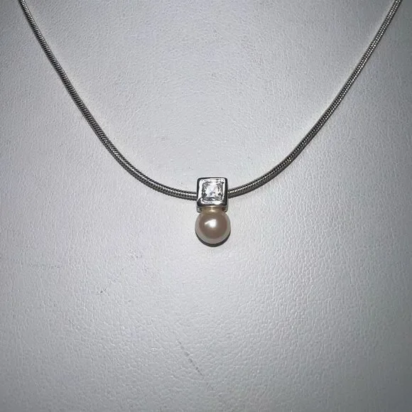 Carolee‎ Vintage Faux Pearl and Rhinestone Charm Necklace