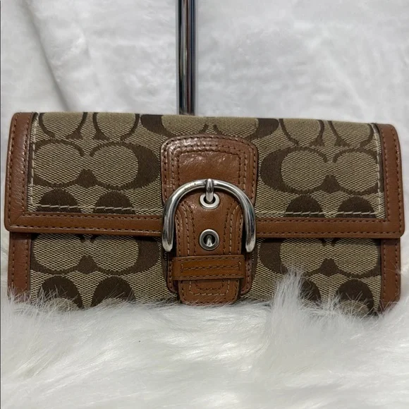 Coach Brown and Tan Monogram Clutch