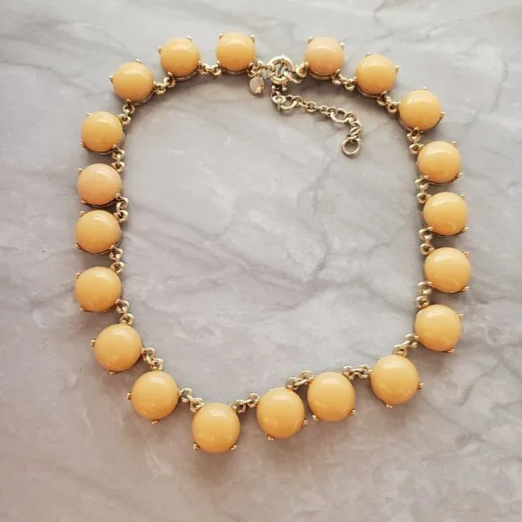 💗 J. Crew Peachy Pink Gold Bubble Classic Statement Necklace 💗