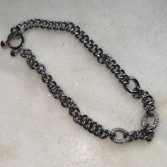 Juicy Couture Pave Link chunky chain necklace with a toggle closure