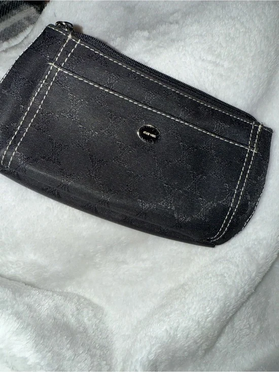 Nine West Black Logo Jacquard Zip Wristlet