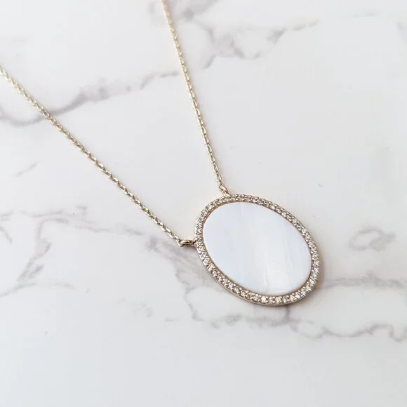Loft Mother Of Pearl Crystal Pendant Necklace