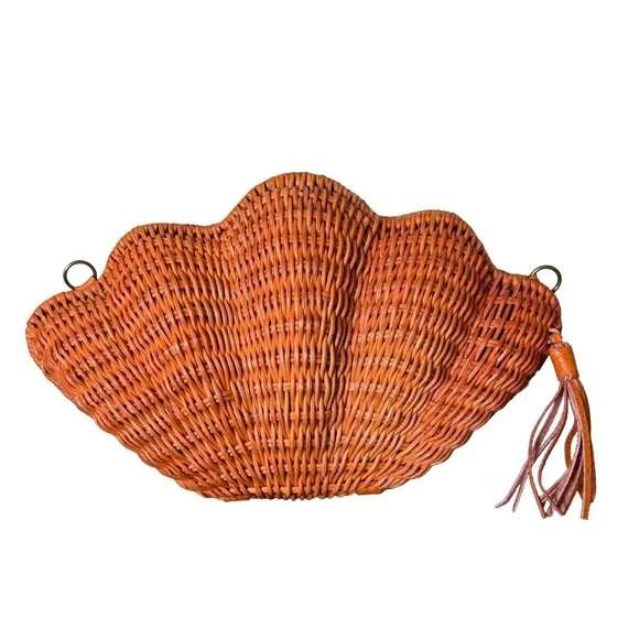 KAYU Jane Clam Clutch Burnt Orange Wicker