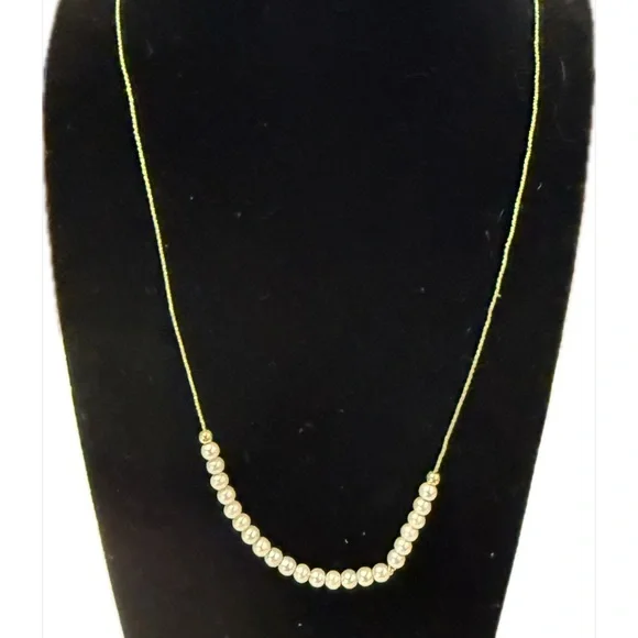 Gold‎ Metallic Thread, Gold Beads and Pearl Beaded Necklace
