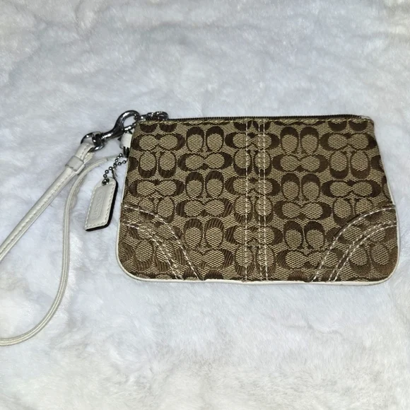 Coach Brown Canvas Signature Wristlet