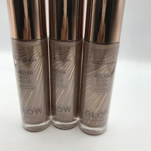 Case Pak Of 3 Revolution Molten Body Glow Rose Gold Face Body Liquid Illuminator