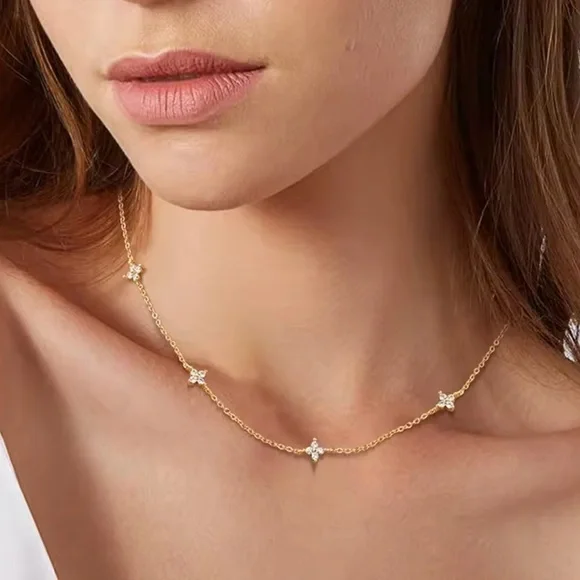 Swarovski Inspired Gold Star Choker Necklace