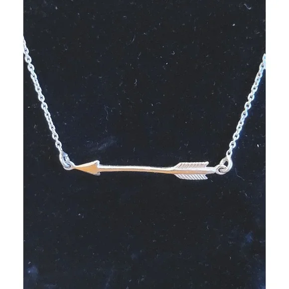 Women's Sterling Silver‎ Sideways Arrow Necklace 925 Minimalist Boho