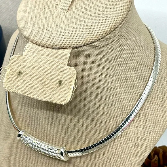 Vintage QVC Necklace & Earring Set – Silver-Tone with Crystal / CZ Accents