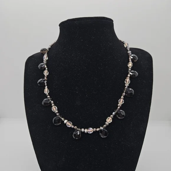 rice pearl and crystal necklace