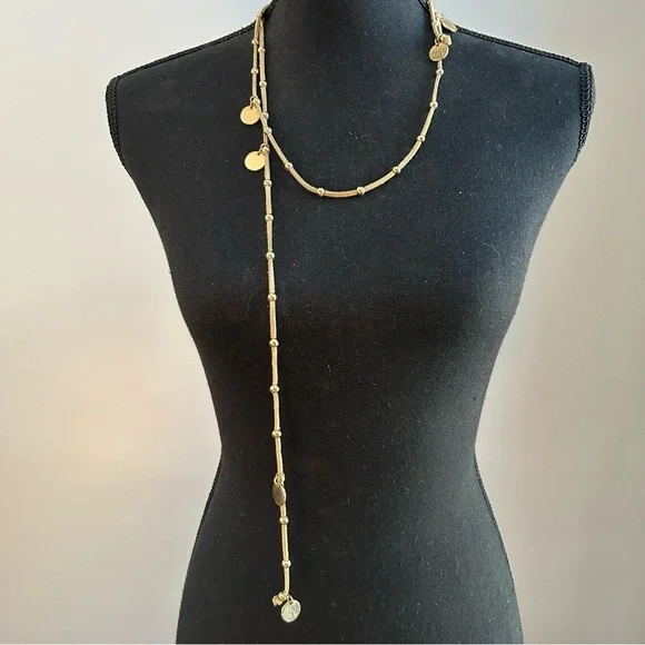 Adjustable Gold Ball and Disc Detail Necklace