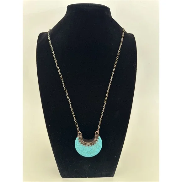 Turquoise style necklace womens Bronze tone boho chick southwestern