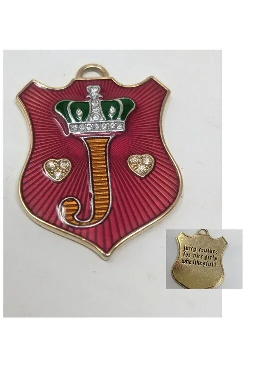 Vintage Y2K Juicy Couture Pendant Pink Crown J Initial