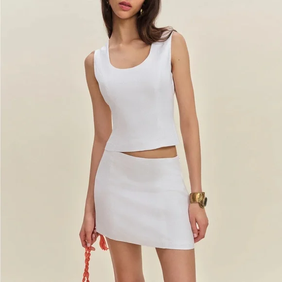 Reformation Lindsey Linen Two Piece Ivory - Size 8