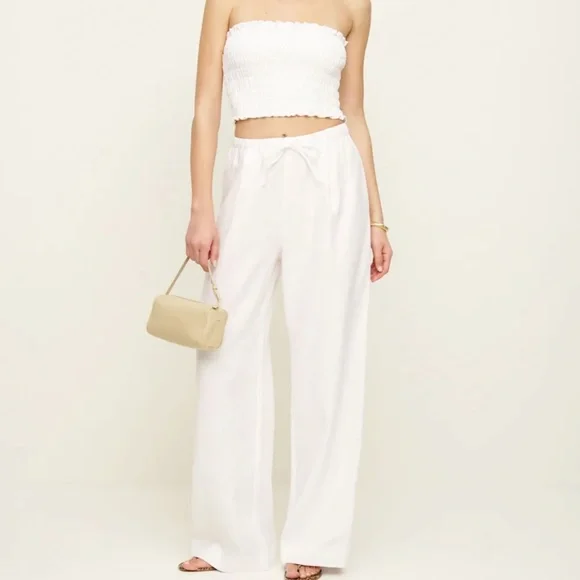 Reformation Lena Linen Two Piece White - Size M