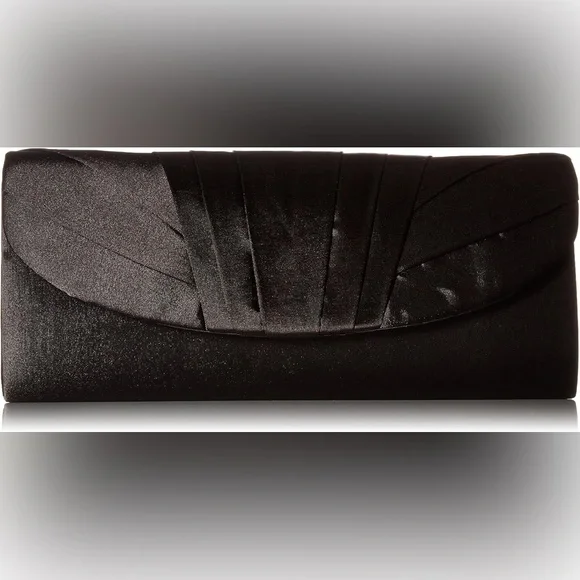Jessica McClintock Satin Tuxedo Clutch Black Evening Wedding Formal Purse New‎