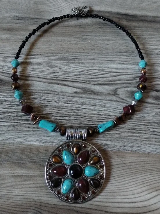Beaded Medallion Structured Necklace