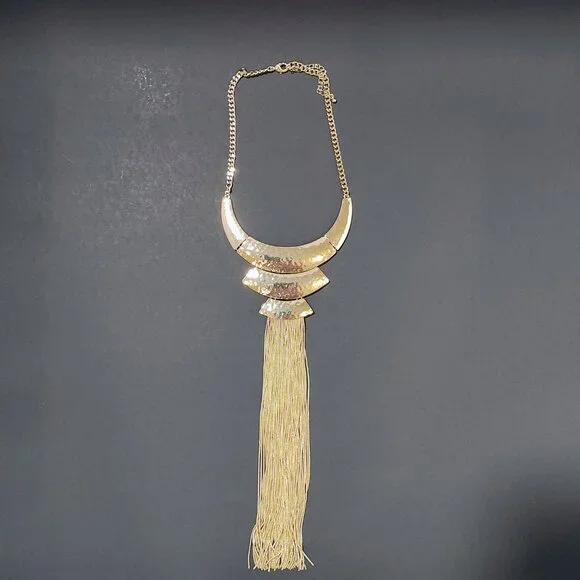 Women's White House Black‎ Market Hammered Tassel Silver Necklace