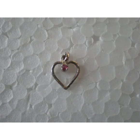 NIP Delicate Sterling Silver Genuine Ruby Heart Pendant 3/8