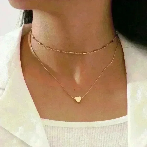 New Layered Gold Heart Necklace
