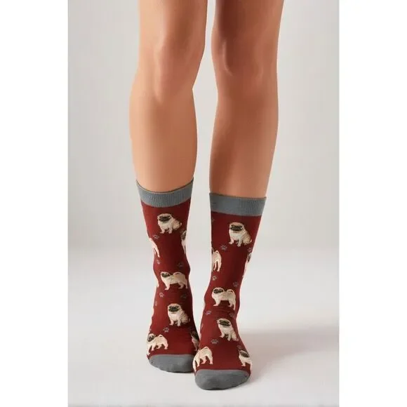 Happy Tails fawn Pug socks