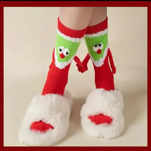 Pair of Festive Hand-Holding Socks for Women