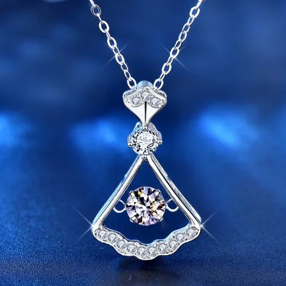 Certified 1/2 ct. t.w. Moissanite Diamond Dancing Skirt Necklace NEW