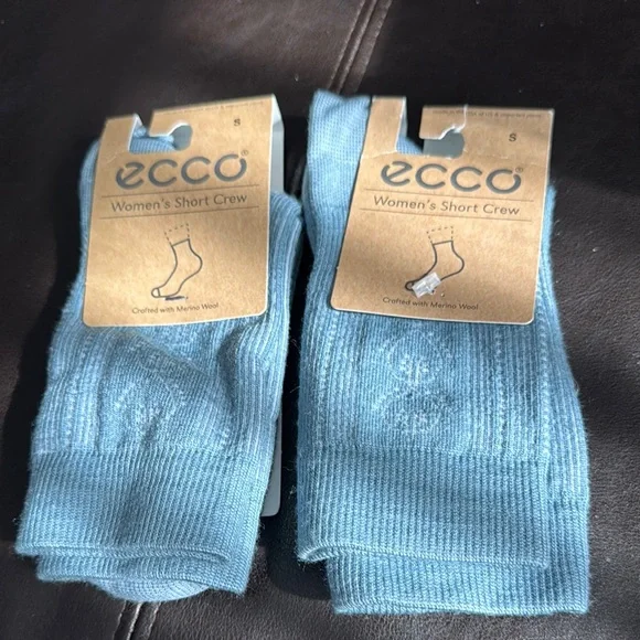 Ecco Women's Short Crew Socks - Soft Blue 2 pairs