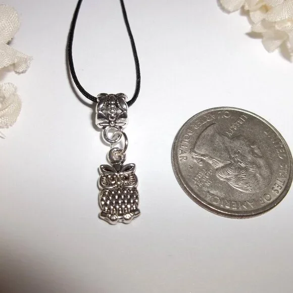 Small Silver Owl Necklace Pendant Charm Jewelry Gift Fashion Accessory Girl C893