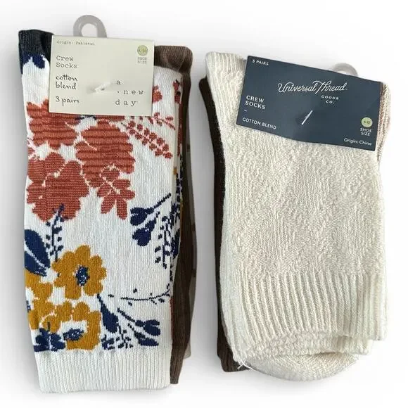 Target Crew Sock Bundle A New‎ Day Universal Thread 6 Pairs NWT