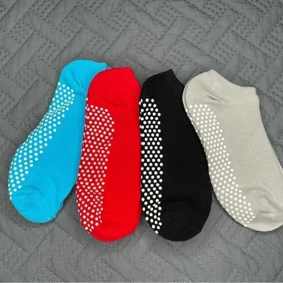 Blue and Red Athletic Non-Slip Ankle Socks