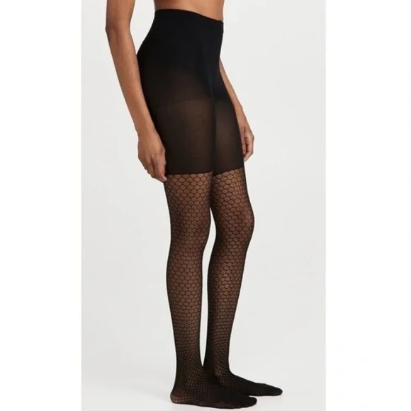 Spanx Tight End Tights Black Diamond Foil 951 Bodyshaping Smoothing Sz B