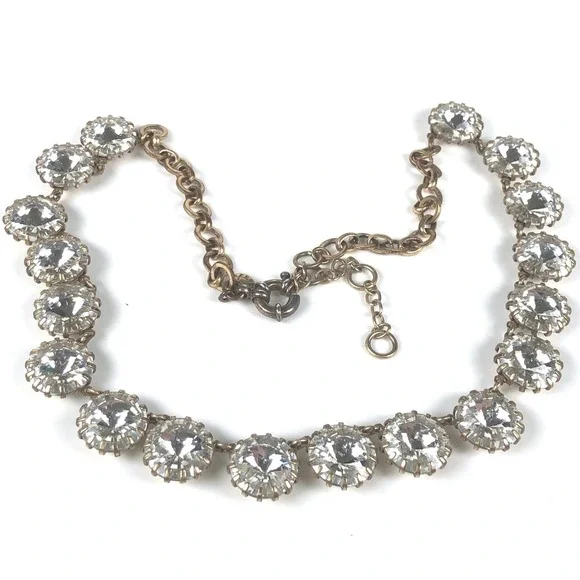 J Crew Anna Wintour Necklace Georgian Collet Rivière Rivoli Clear Crystal Brulee