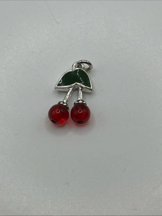 Cherry Charm Pendant - Green and Red