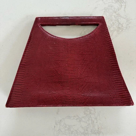 Siso made In Italy Handbag Purse Red snakeskin Leather VINTAGE great condition