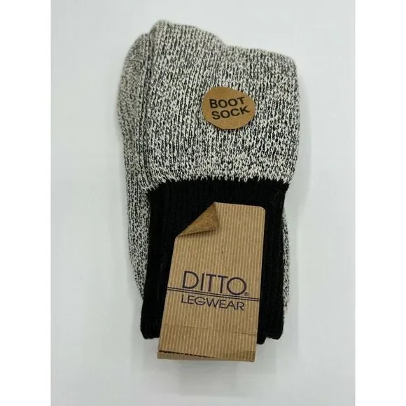 Ditto Boot Socks Cotton Nylon Womens Size 9-11 Brown Ivory Crew Length NEW