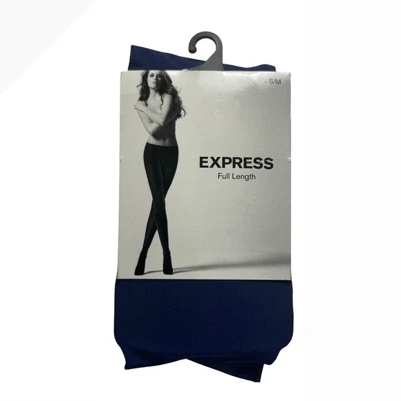 Express Full Length Navy Blue Tights Hosiery S/M Made in USA