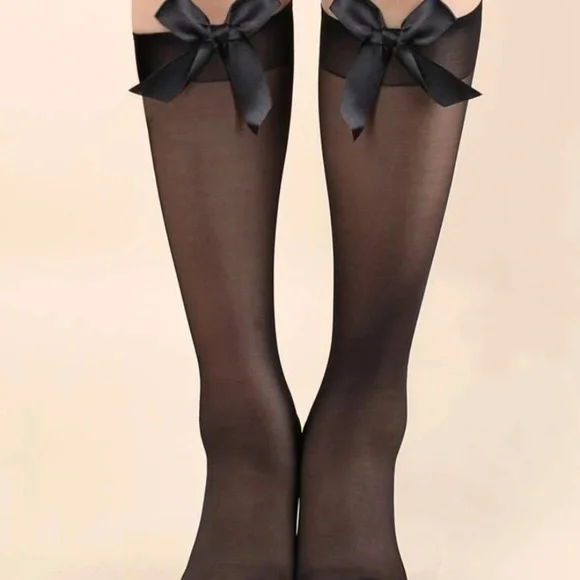 Bow decor over‎ the calf socks